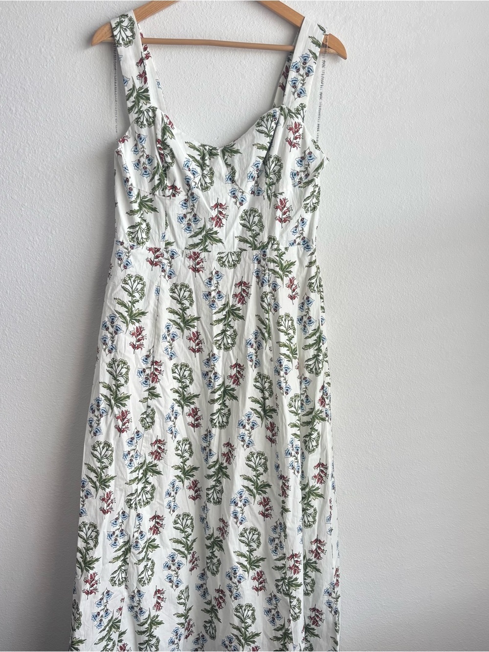NWT Avec Les Filles White Maxi Bustier Cotton Dress Pastel Floral Print Feminine - Picture 2 of 10